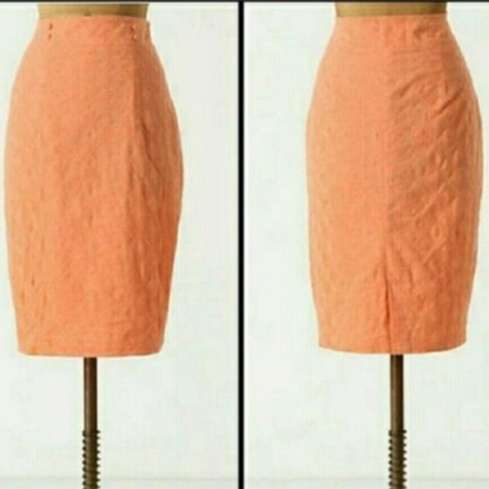Anthro Geometric Embroidered Pencil Skirt